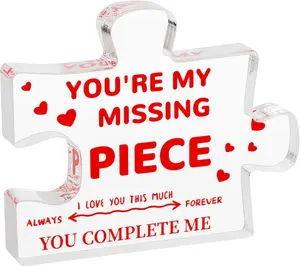 Acrylic Puzzle Plaque - Romantic Valentine's Day Gift for Her Him, You're My Missing Piece, I Love You This Much, Perfect for Wife Husband, Anniversary, Christmas, and More