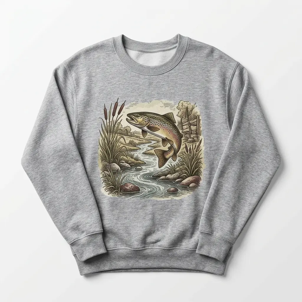 Largemouth Bass Sweatshirt, Vintage Fish Graphic Crewneck, Lake Life Outdoor Sweater, Rustic Nature Gift for Men Women