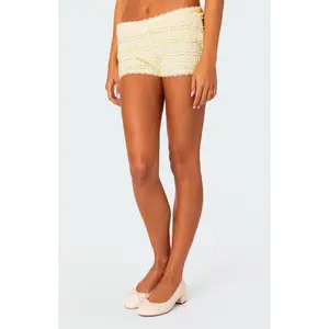 Edikted Women's Lucy Ruffled Lace Shorts