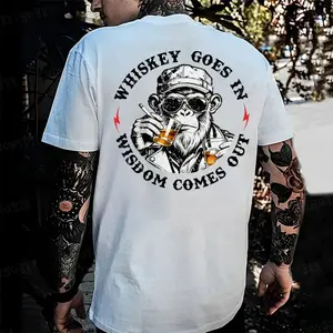 Whiskey Goes In Wisdom Comes Out Monkey T-shirt