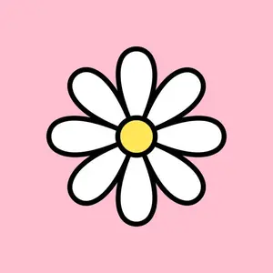 Chamomile Icon White Daisy Symbol With Black Outline Cute Flower Sticker