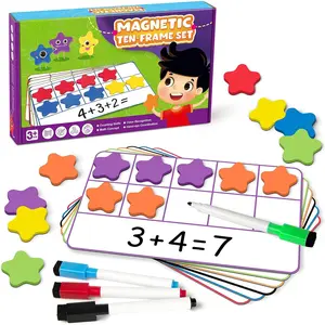 Magnetic Ten-Frame Set, Math Manipulative EVA Number Counting Games, Montessori Educational Toy Gift for Kindergarten Classroom Kids 3 4 5 Year Old