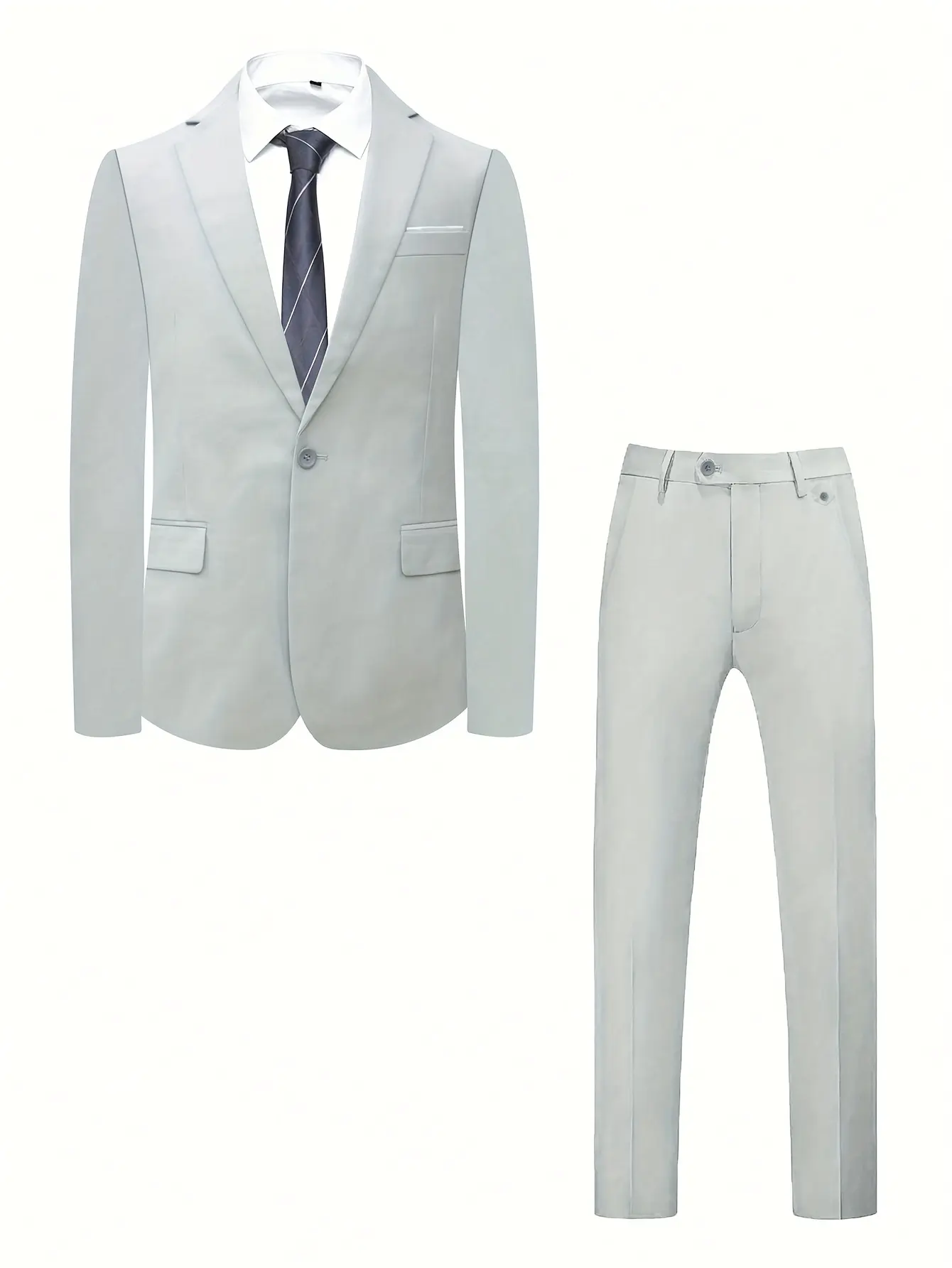 Men’s 2-Piece Relaxed Business Suit Set - Notch Lapel Blazer, Uncut Pocket Detail Dress Pants for Smart-Casual Office, Daily Wear and tiemenswear works Beige Long Sleeve