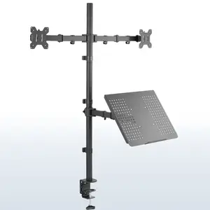 Dual 13" to 27" Monitor Extra Tall Desk Mount with Laptop Holder