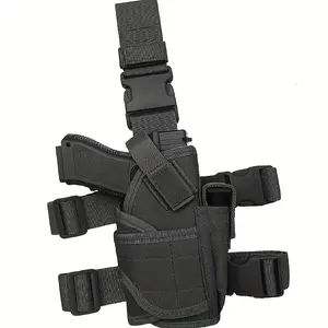 Adjustable Right Hand Tactical Thigh Gun Holster - Durable 600D Polyester, Quick Draw with Magazine Pouch, Classic Black Camouflage Leg Holster, Suitable for CS Field Use, Thigh Bag