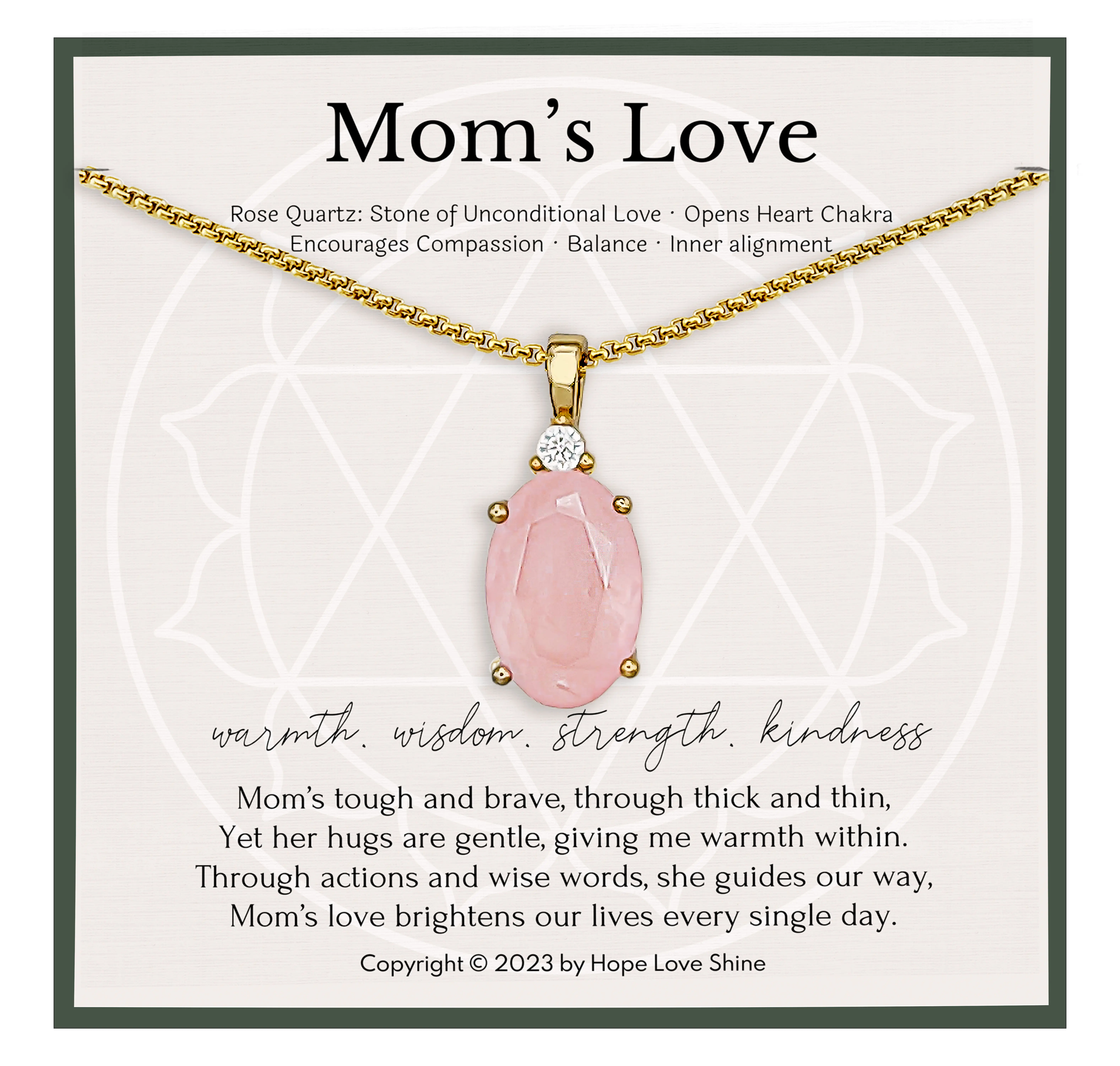 Rose Quartz Necklace – 18K Gold-Plated Pendant for Love & Healing | Mother’s Day Gift for Mom