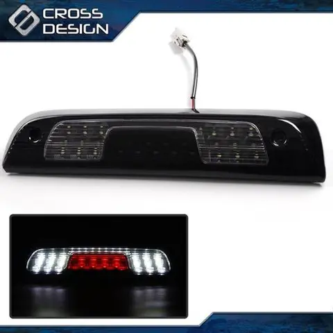 CROSSDESIGN OEM Certified Smoked Lens LED 3rd Rear Brake Light Assembly, Plug-and-Play Truck Accessories, Concentrated Beam, Stronger Signal, Simple Swap, Reuses Sockets, Fits 2014-18 Chevy Silverado 1500 & GMC Sierra 1500/2500, Led Lights for Truck