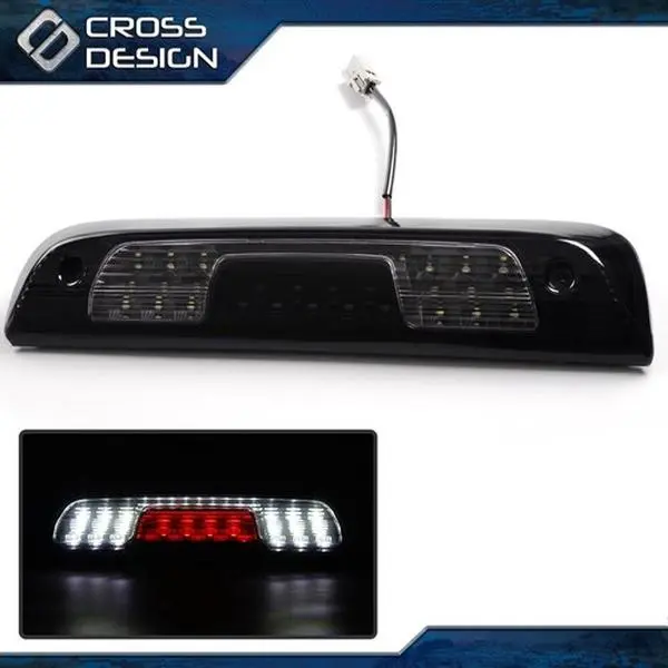 CROSSDESIGN OEM Certified Smoked Lens LED 3rd Rear Brake Light Assembly, Plug-and-Play Truck Accessories, Concentrated Beam, Stronger Signal, Simple Swap, Reuses Sockets, Fits 2014-18 Chevy Silverado 1500 & GMC Sierra 1500/2500, Led Lights for Truck