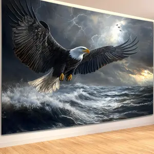 1 piece, Vintage Eagle Flying Over the Sea Tapestry, Animal Theme Polyester Wall Hanging Decoration, Suitable for Living Room, Bedroom, Office and Party - Feather-free, No Electricity, Creative Gift