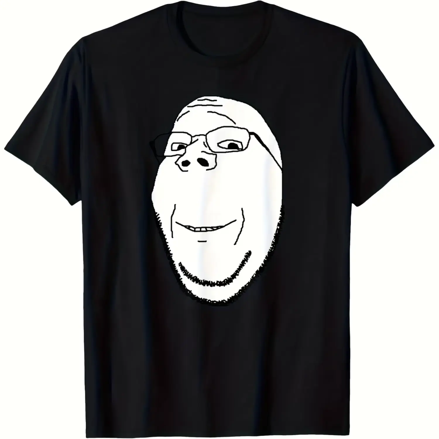 Soyjak Soy Wojak Funny Meme T-Shirt, Black Crew Neck, Size S, Casual Streetwear Gift for Men, Perfect for Easter Promotions, Comfortable Sporty Wear Cotton Fabric Menswear Top