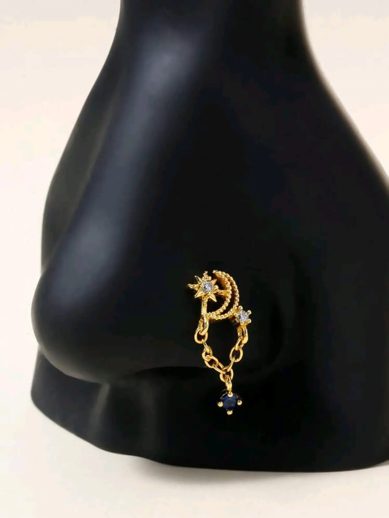 Women's Sexy Stainless Steel Chain Ring, Star Moon Design, All Season Jewelry, Perfect for Daily Wear, Fashion Accessory, Septum Pierced Ring, Nose Ring, Septum Piercing, Body Piercing Jewelry