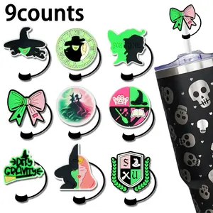 Evil Witch Theme Silicone Straw Set, Reusable 2D Flat Straw Covers for 10mm Straws, Perfect Halloween Party Decorations & Gifts, Drinkware Accessories, Party Favors