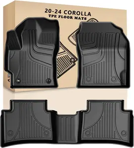 Get Heavy Duty TPE All Weather Floor Mats for Toyota Corolla Sedan 2020 - 2025，1st & 2nd Row Full Set Rubber Liners, Anti Skid Design (Not Fit for Hatchback) - Black