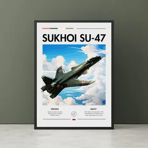 [UNFRAMED POSTER] Sukhoi Su-47 Print - Aircraft Art , Experimental Aircraft, Plane Poster, Technology demonstrator, Russian Aircraft Poster Wall Art