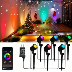 Landscape Spotlights IP65 Waterproof 16 Million Color Changing 25CM Height Adjustable Lighting Angle Timer Speed Brightness Control Music Sensor for Yard Garden Driveway Porch Walkway Patio Solar or Plug Powered