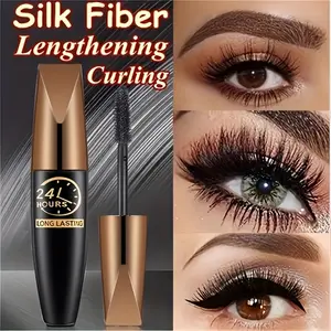 8D Fiber Enhanced Mascara Makeup Smudge Proof Long Lasting Waterproof Lash Extension Enhancer Formula New Volume Design Volume  Black Anti-caking Mascara Cosmetic