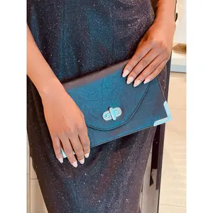 Black Envelope Clutch with Silver Hardware