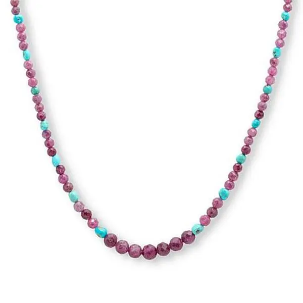 Mine Finds by Jay King 18" Ruby and Baja Turquoise Beaded Necklace