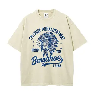 "I'm Chief Pokalotawat From The Bangahoe Tribe" T-Shirt, washed crew neck printed T-shirt, comfortable cotton fabric, unisex loose-fitting top.