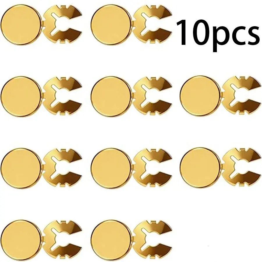 10-Piece Brass Round Button Covers, Flat Circular Sleeve Buttons, Detachable DIY Replacement, Suitable for Suits and Shirts, Two Sizes Available, Durable Haberdashery