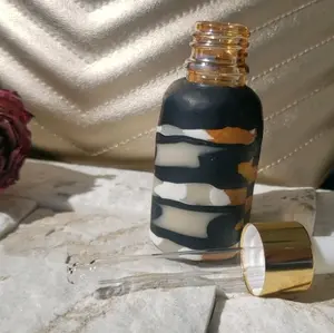 LadiArchitect-Polymer clay covered iridescent Oil bottles with glass dropper. Dispensers Makeup