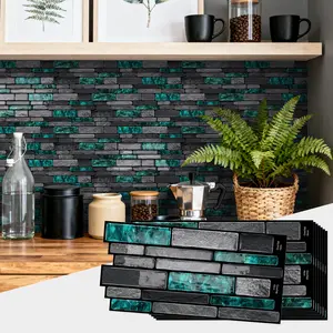 20pcs Peel & Stick Vinyl Wall Stickers, Waterproof Backsplash for Kitchen Bathroom, Self Adhesive Tile Transfer Decals with Stone Brick Effect