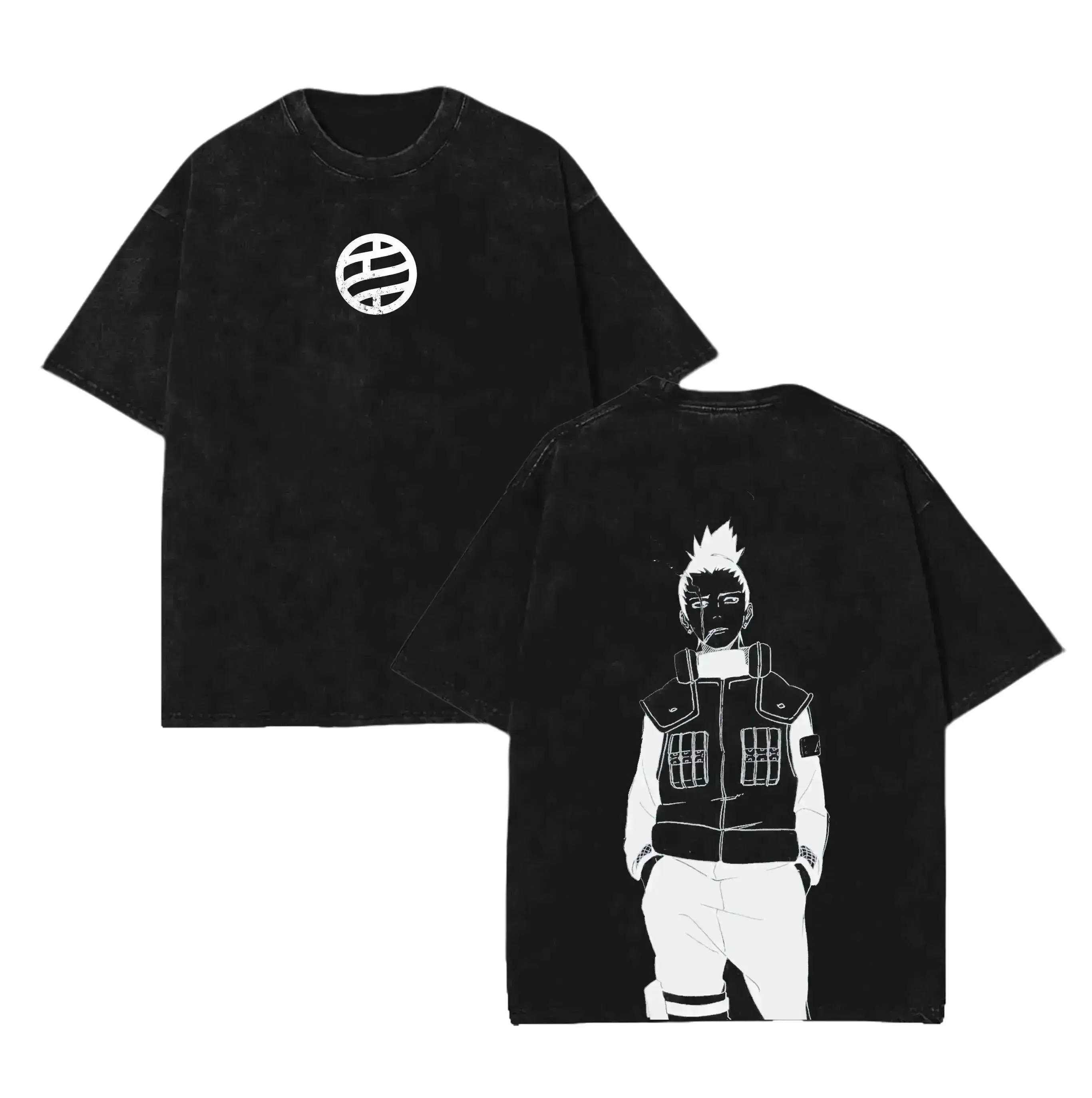 Shikamaru Nara - Naruto Anime Double Printed Vintage Washed Tee Unisex Oversize Anime Manga Washed Heavyweight Cotton T-shirt, Gift For Anime Fan, Anime Lover, Tshirt Top Oversized Menswear Classic Clothes