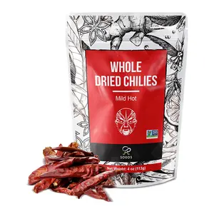 Soeos Whole Dried Chilies 4 oz, Mild Spicy Chili Peppers, Red Chili Pepper, Natural, Premium and Dry Sichuan Chile Peppers, Sichuan Pepper, Dried Peppers – Great for Mexican Recipes Flavor Spice