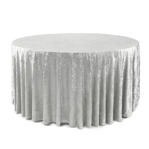120 Inch Round Crushed Velvet Tablecloth White 120 Inch Round Crushed Velvet Tablecloth White