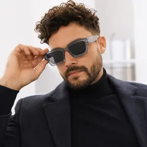 [Summer Vibes] 2 Pack Retro Square Sunglasses for Women, Black Frame & Transparent Gray Frame, Anti-Glare Fashion Eyewear for Beach, Travel, Vacation & Party Gift