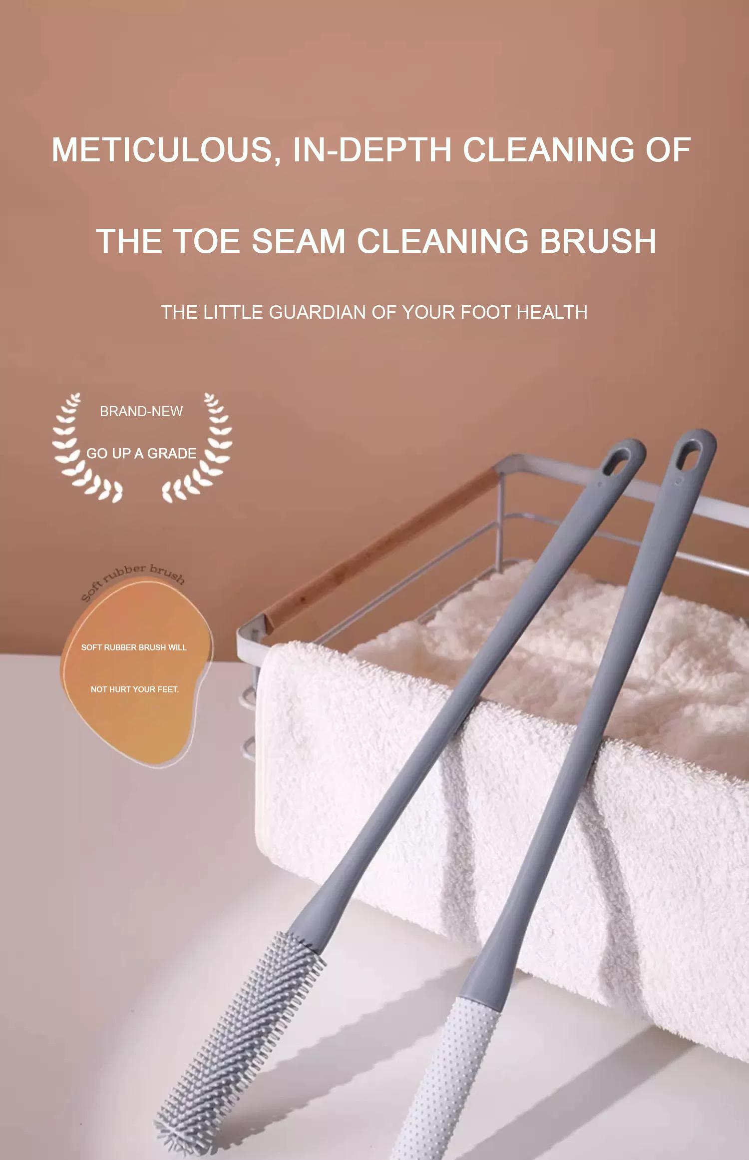 【S1】Toe Gap Cleaning Brush Long Handle Silicone Toe Crevice Cleaning Brush & Exfoliating Brush, Foot Scrubber in Shower Toe Cleaning Brush