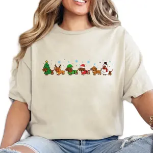 Christmas Pups 11” DTF Transfer Direct to Film - Festive Dog Design for Holiday Shirts & Accessories