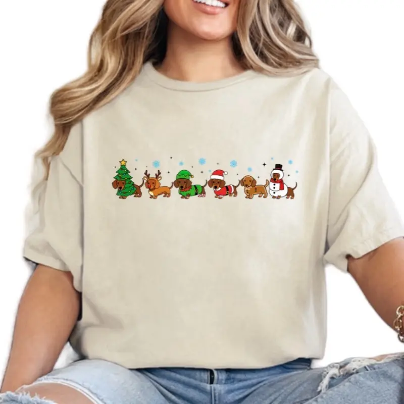Christmas Pups 11” DTF Transfer Direct to Film - Festive Dog Design for Holiday Shirts & Accessories