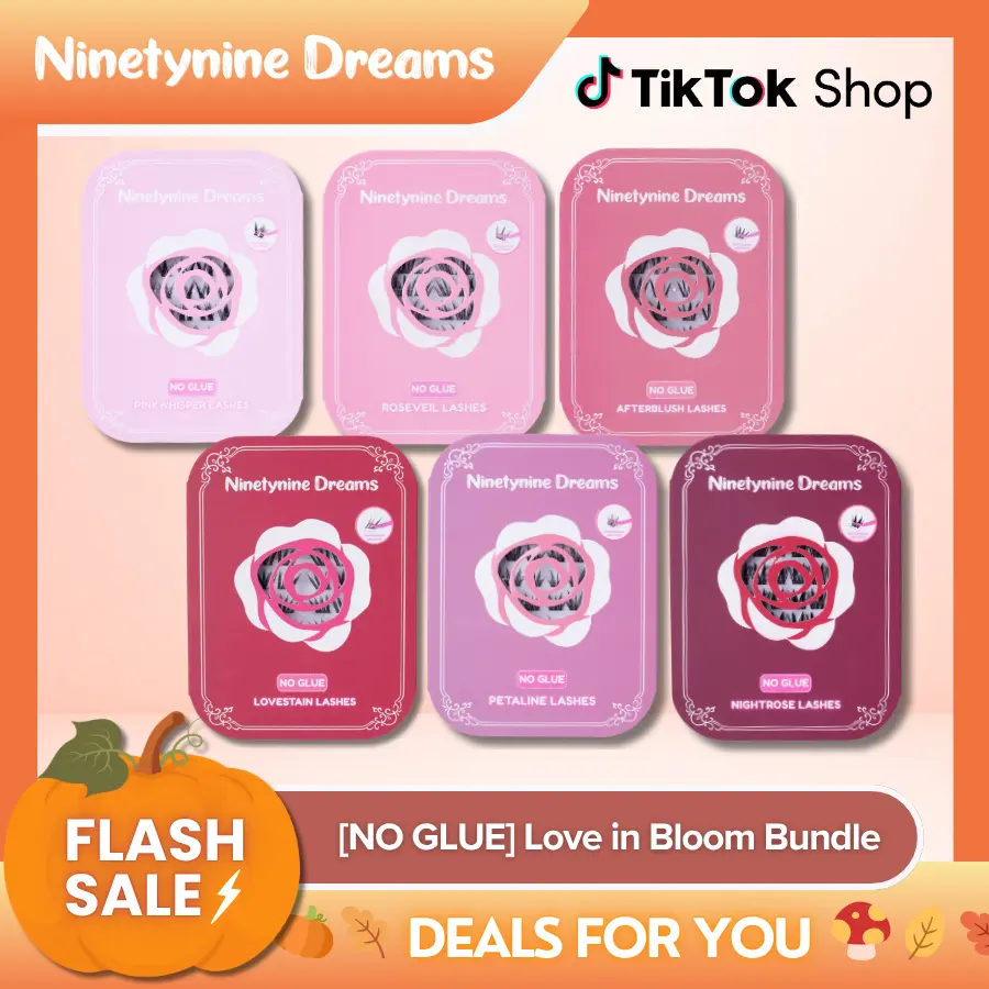 Ninetynine Dreams Love in Bloom [NO GLUE] Self-Adhesive Lashes Bundle (6 Styles) | Press-On Eyelash Clusters, Ultra-Thin Self-Adhesive Jelly Band - Beginner Friendly Lightweight Easy Apply DIY Individual False Eyelashes, Must-Have Best Selling Gift Set