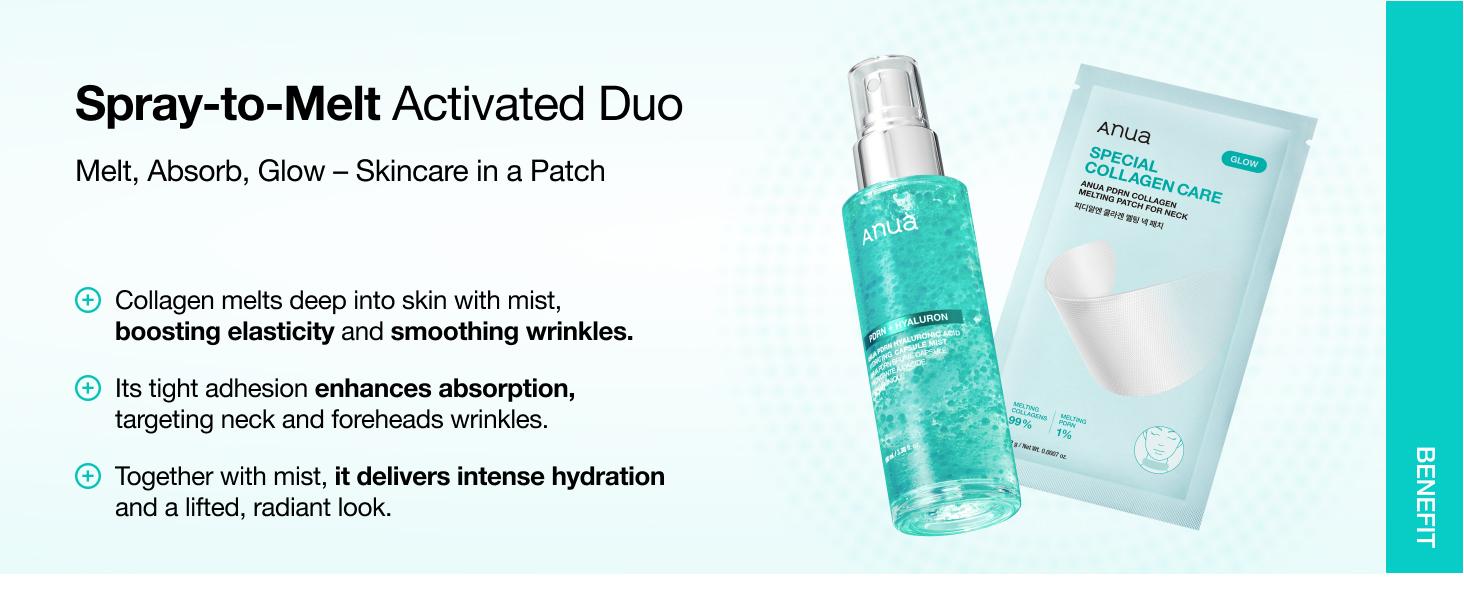 [Anua] PDRN Rejuvenating Essential Exclusive Set, PDRN Cream + PDRN Collagen Glow Facial Serum Spray + Collagen Neck Patch, S PDRN Lifting & Firming Skin Care, Rejuvenating skin, Korean Skincare