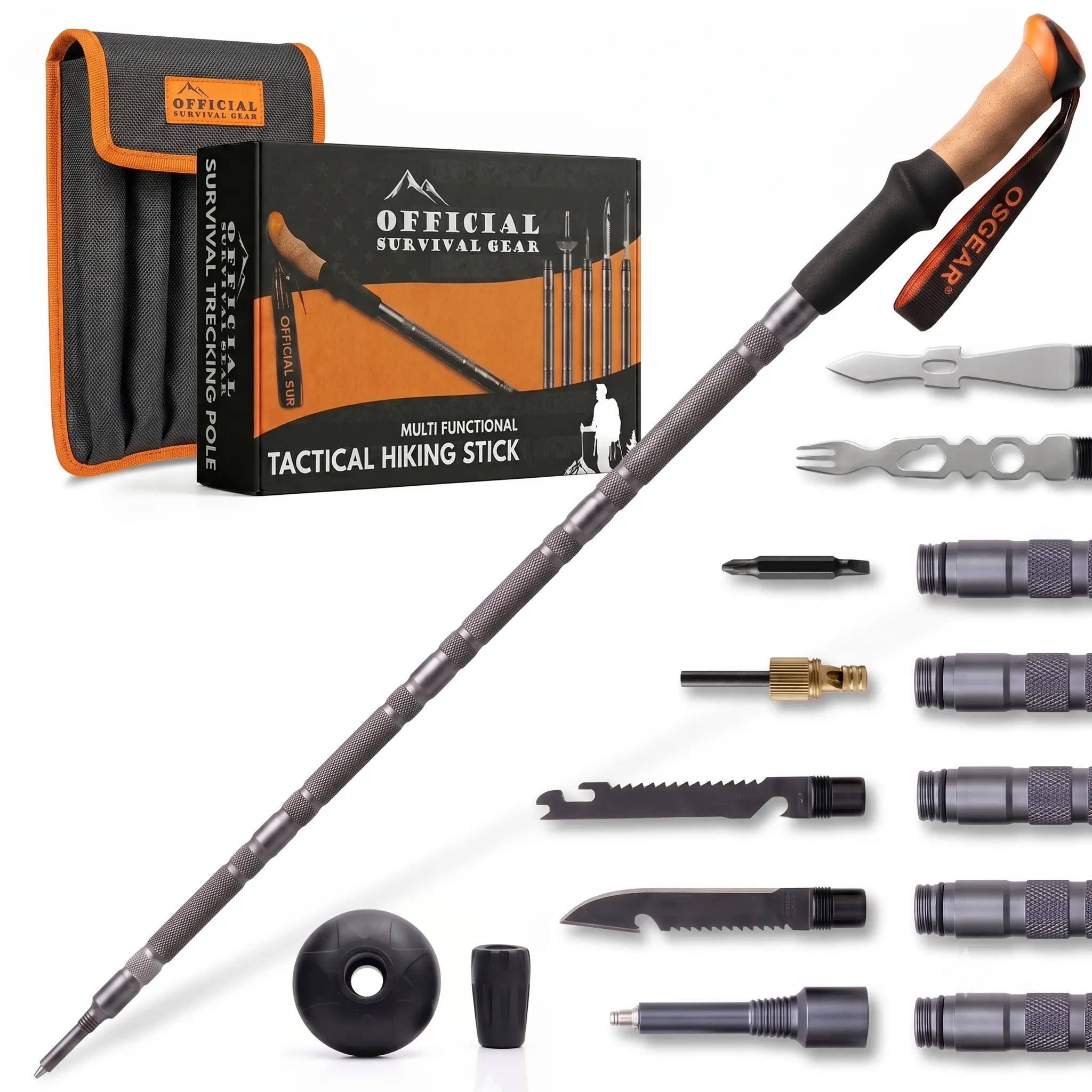 TrailGuard Hiking Stick – 14-in-1 Adjustable Walking Stick for Hiking, Camping & Trekking – Lightweight Aluminum Trekking Pole for Backpacking, Outdoor Adventures & Travel
