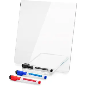 Dry Erase Board with Stand, 10" x 10", White Board with 3 Markers, for Desk