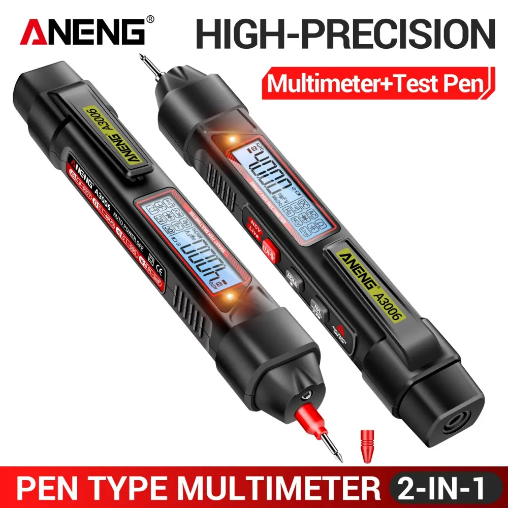 ANENG A3006 Pen-Type Digital Multimeter - 4000 Counts AC/DC Voltage Check Tool, Power Circuit Tester with NCV Live Wire Detection, Flashlight in Pen, Resistance Check, Capacitance Test, Diode Continuity Tests, Portable Electrician Tool