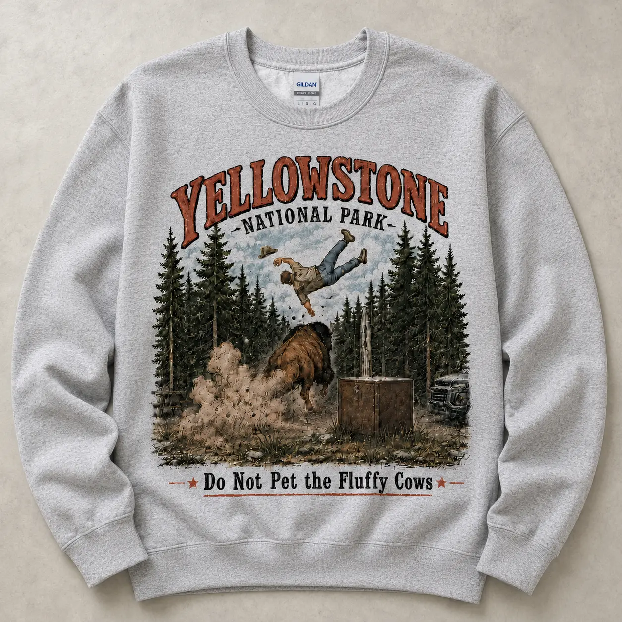 Do Not Pet The Fluffy Cows Sweatershirt, Yellowstone National Park Sweatershirt, Family Trip Outfit, Matching Camp Sweatershirt, Vacation Gifts Menswear