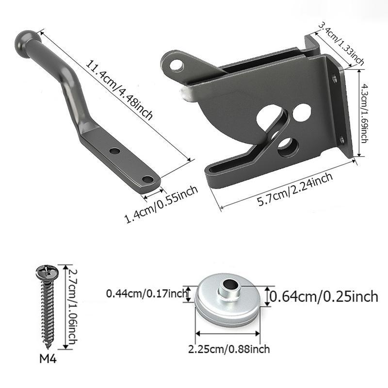 Self Locking Gate Latch with Spring Cable Pull, Automatic Gravity Lever Gate Fence Door Lock, Door Security Lock for Wooden Fence/Vinyl Door/Aluminum Gate
