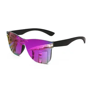 FEISEDY Stylish Rimless Mirrored Sunglasses with One-Piece Lens - Reflective Sun Glasses B4114