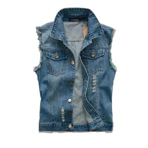 New for 2022 men’s sleeveless denim jacket/vest, oversized fit (6XL), blue/black denim, cowboy style, menswear, Asian market