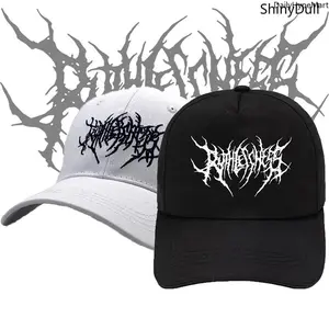 Gothic Punk Embroidered Cotton Baseball Cap Y2K Streetwear Daily Fashion Accessory Adjustable Stylish Hat Snapback Fitted Trucker Style Hat