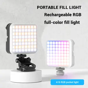 A16 Portable RGB Fill Light - Compact Pocket-Sized, 360° Rotatable, Full-Color Control, Rechargeable Photography Tool, Camera Accessories for Photographers