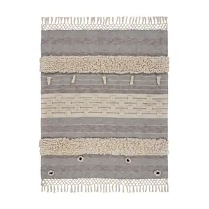 Ox Bay Trading Neutral Eclectic Overtufted Throw Blanket