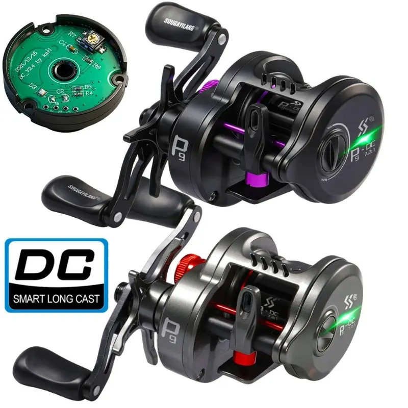 Sougayilang Round Wheel Baitcasting Fishing Reel - 155g Lightweight Compact, 5+1 Bearings, 7.2:1 Gears High-Speed Gear System, DC Brake, Long Distance Casting, Pitching for Beginners Freshwater/Saltwater Fishing