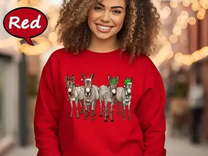Christmas Donkeys Sweatshirt, Xmas Donkeys Sweater, Donkey Christmas Tree Lights Sweatshirt, Donkey Lover Sweatshirt,Christmas Animal Hoodie