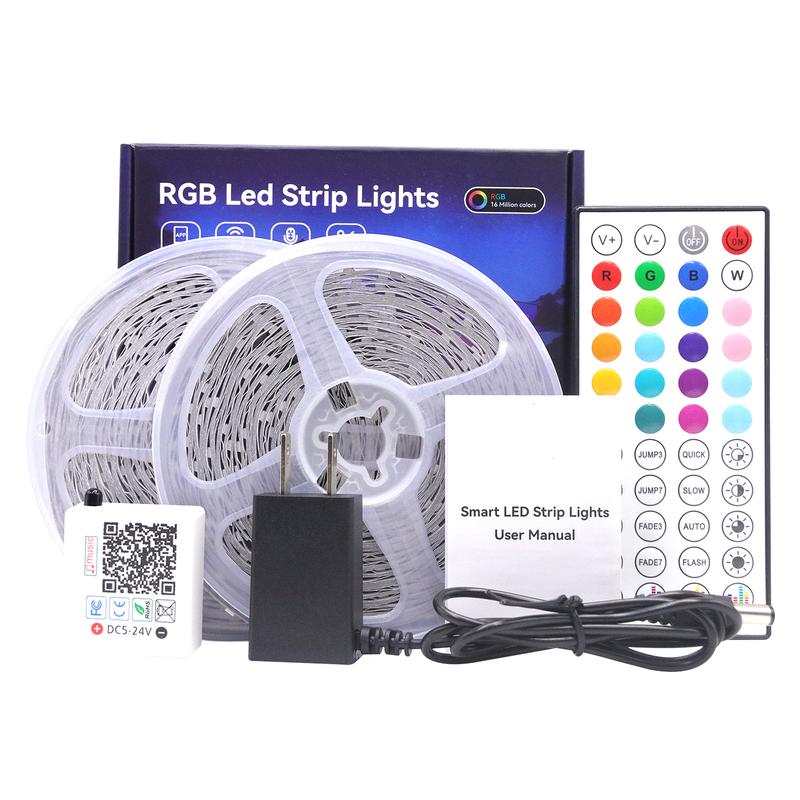 100FT 50FT Smart LED Strip Lights Sync to Music with 44 Key Remote Controller & App Control RGB LED Lights for Bedroom Christmas Decor