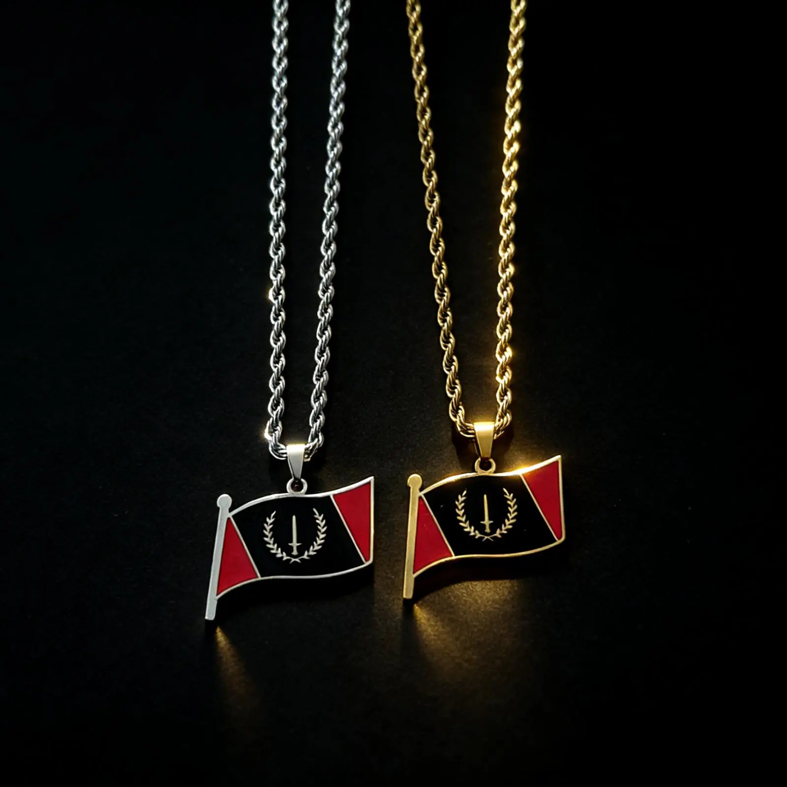Waterproof Stainless Steel American Black Heritage Flag Necklace Unisex Daily Wearing Accessories For Male Female Daily Outfit Matching