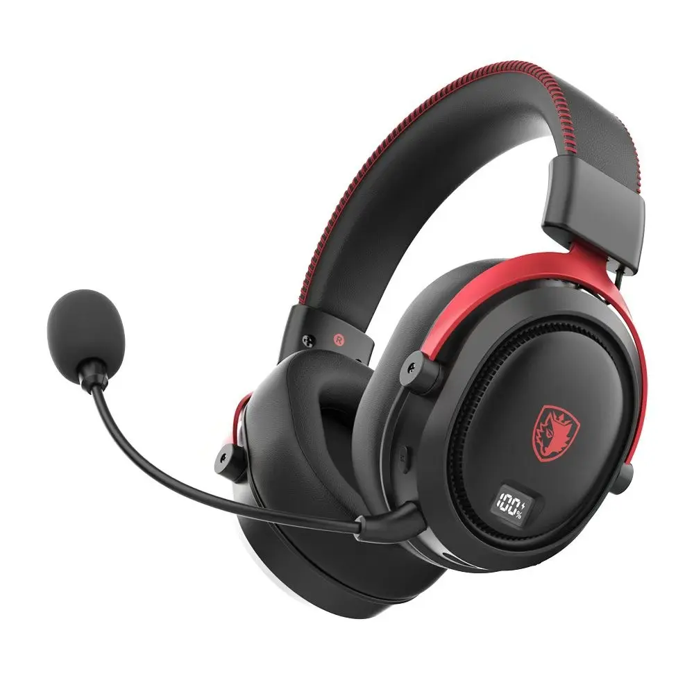 SADES Sa812 Pro Wireless Headset, Gaming Earphones with 2.4g 4 in 1 Bluetooth-compatible, Noise-Canceling Microphone, 7.1 Surround Sound, Adjustable EQ，BlackRed